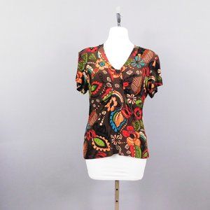 Choices‎ Women Shirt Brown Multicolor M
